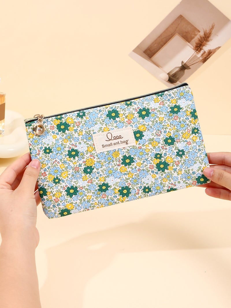 New Style Women'S Floral Cosmetic Bag, Small Fresh Floral Toiletry Bag, Portable Zipper Makeup Storage Bag - Image 5